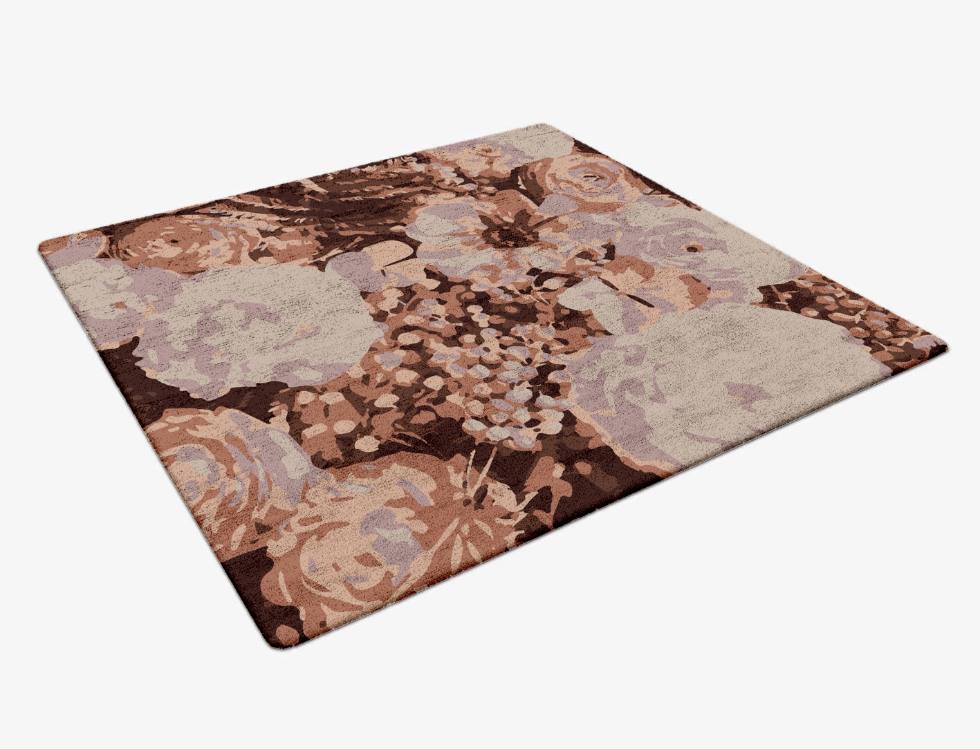 Impasto Floral Square Hand Tufted Bamboo Silk Custom Rug by Rug Artisan