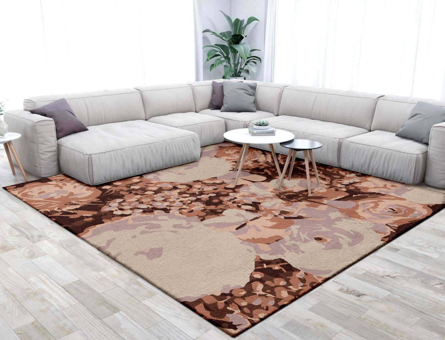 Impasto Floral Square Hand Tufted Pure Wool Custom Rug by Rug Artisan