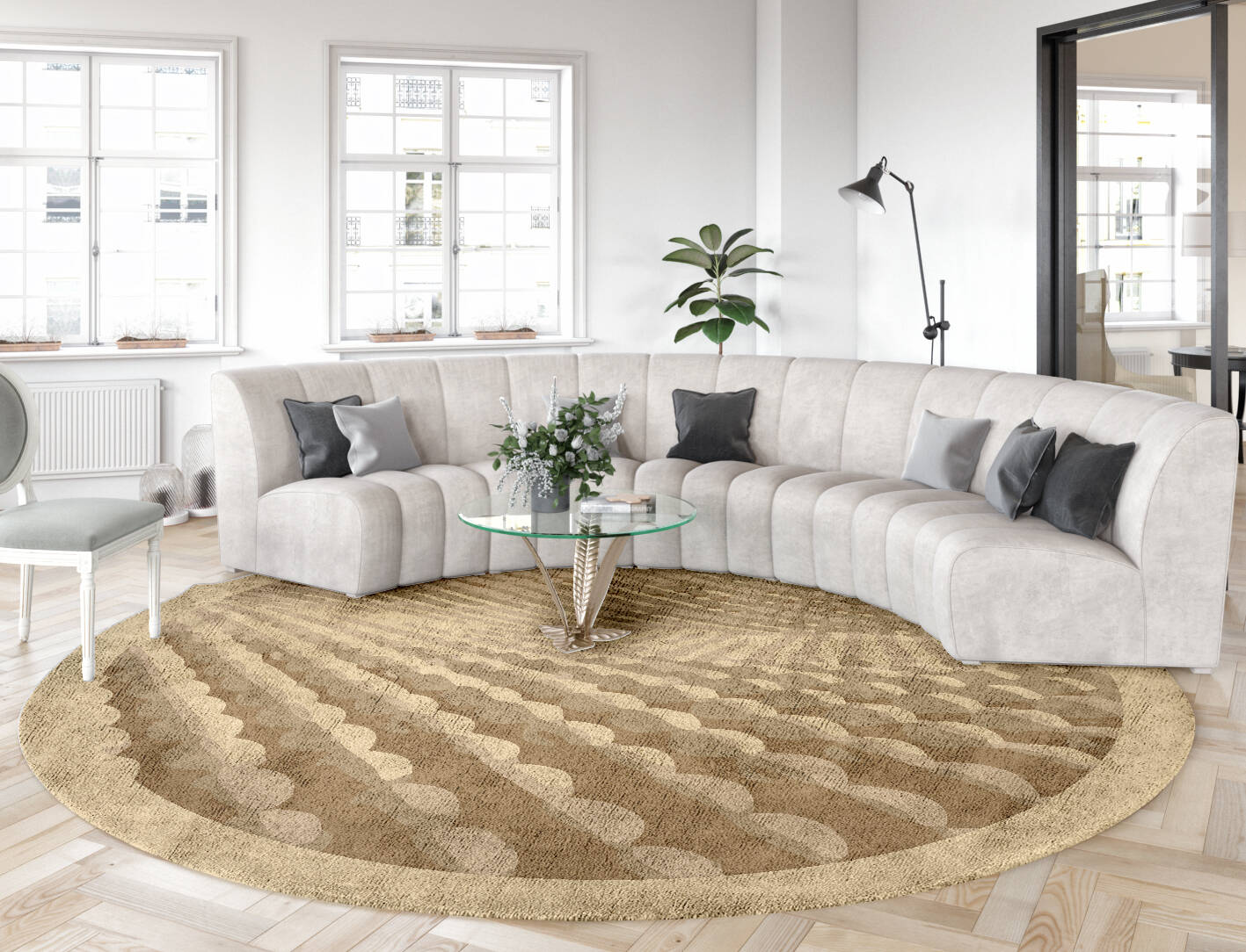 Imperial Origami Round Hand Tufted Bamboo Silk Custom Rug by Rug Artisan