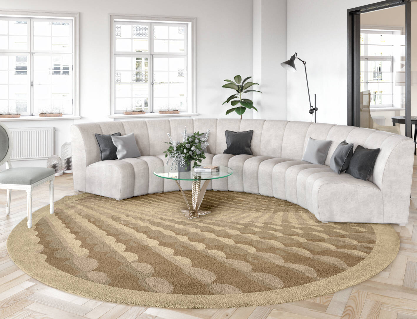 Imperial Origami Round Hand Tufted Pure Wool Custom Rug by Rug Artisan