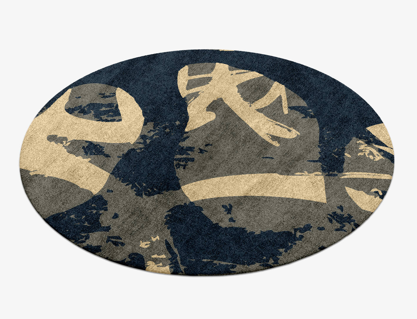 Imprint Abstract Round Hand Knotted Bamboo Silk Custom Rug by Rug Artisan