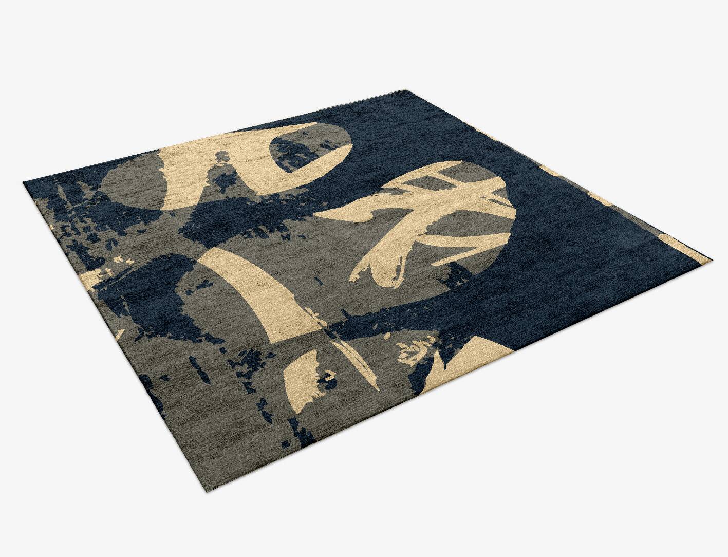Imprint Abstract Square Hand Knotted Bamboo Silk Custom Rug by Rug Artisan
