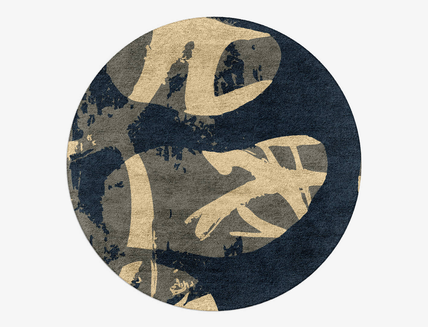 Imprint Abstract Round Hand Tufted Bamboo Silk Custom Rug by Rug Artisan