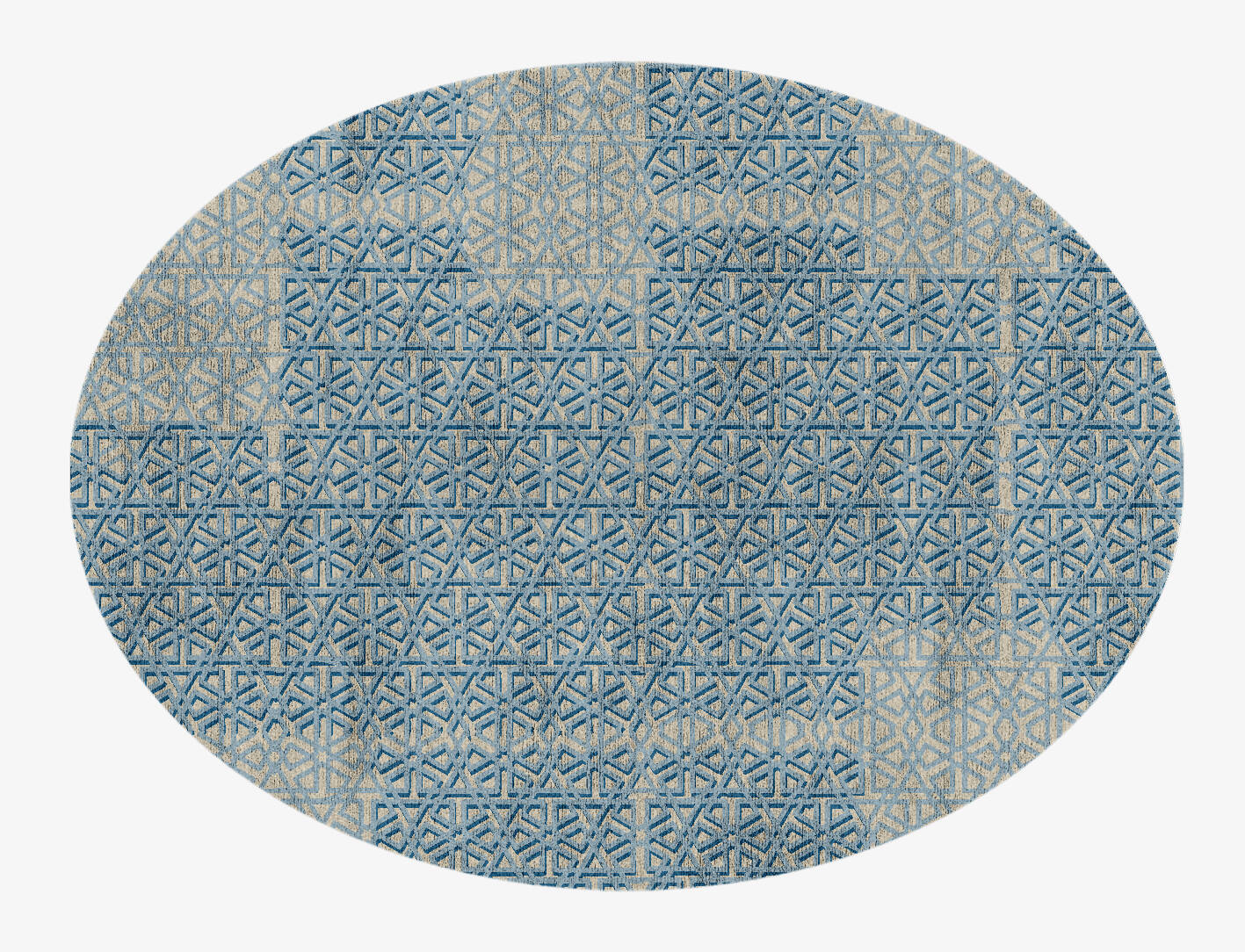 Imprints Modern Geometrics Oval Hand Knotted Bamboo Silk Custom Rug by Rug Artisan