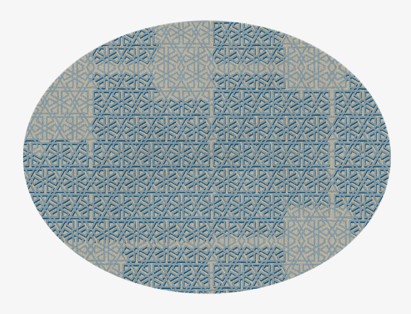Imprints Modern Geometrics Oval Hand Knotted Tibetan Wool Custom Rug by Rug Artisan