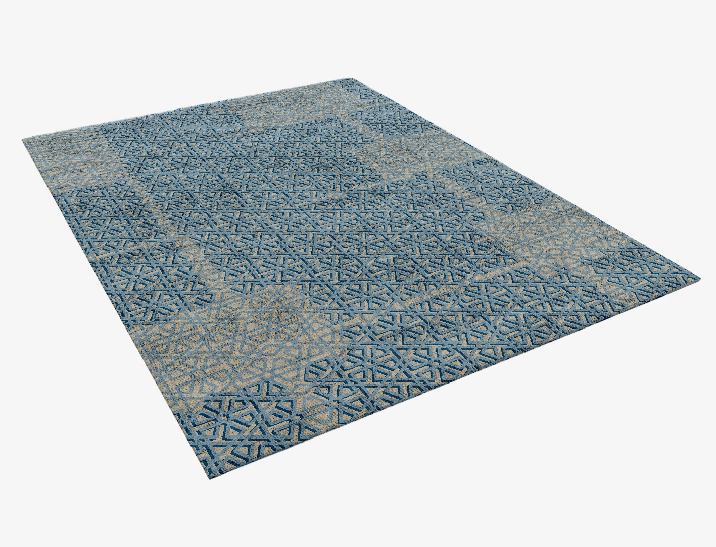 Imprints Geometric Rectangle Hand Knotted Bamboo Silk Custom Rug by Rug Artisan