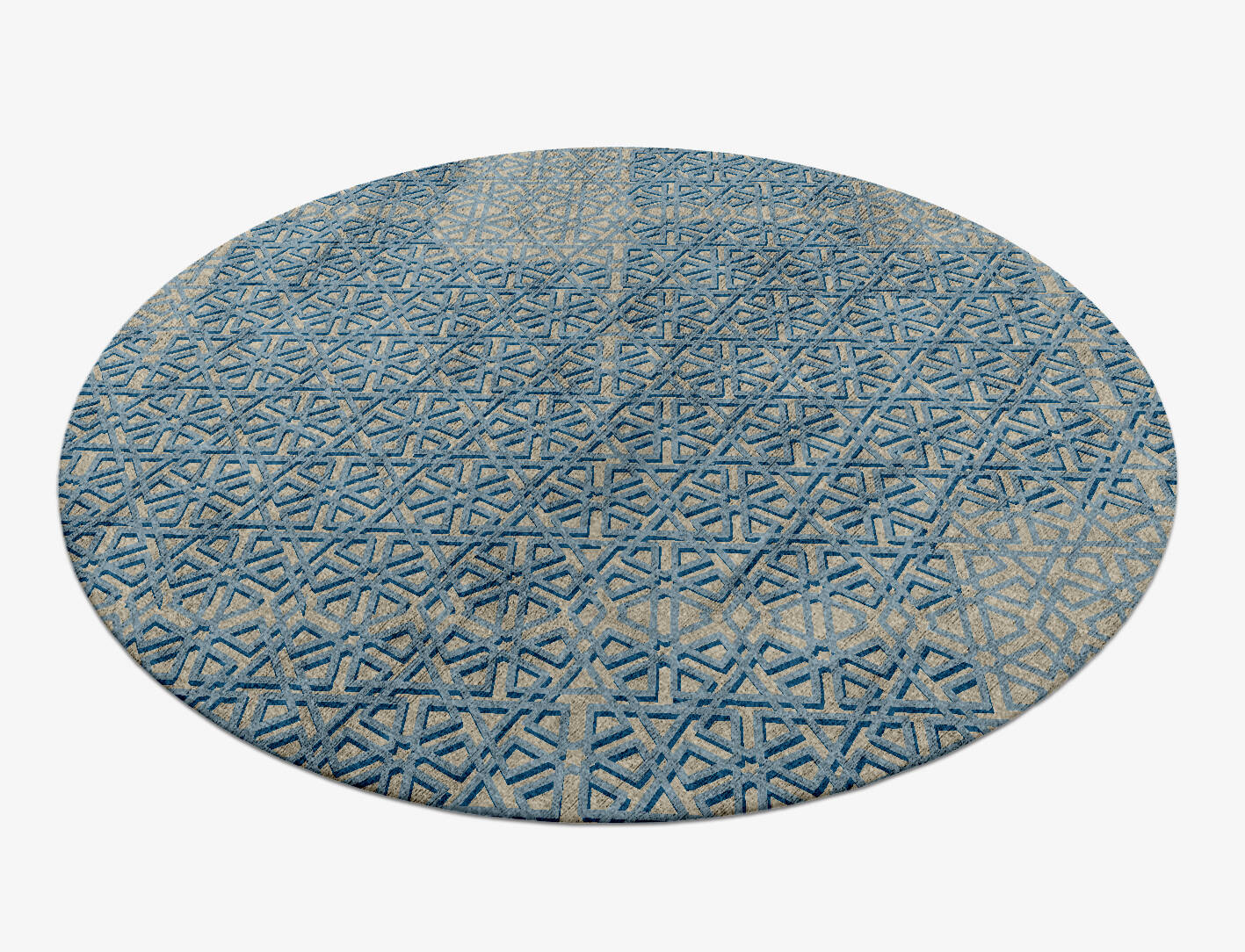 Imprints Modern Geometrics Round Hand Knotted Bamboo Silk Custom Rug by Rug Artisan