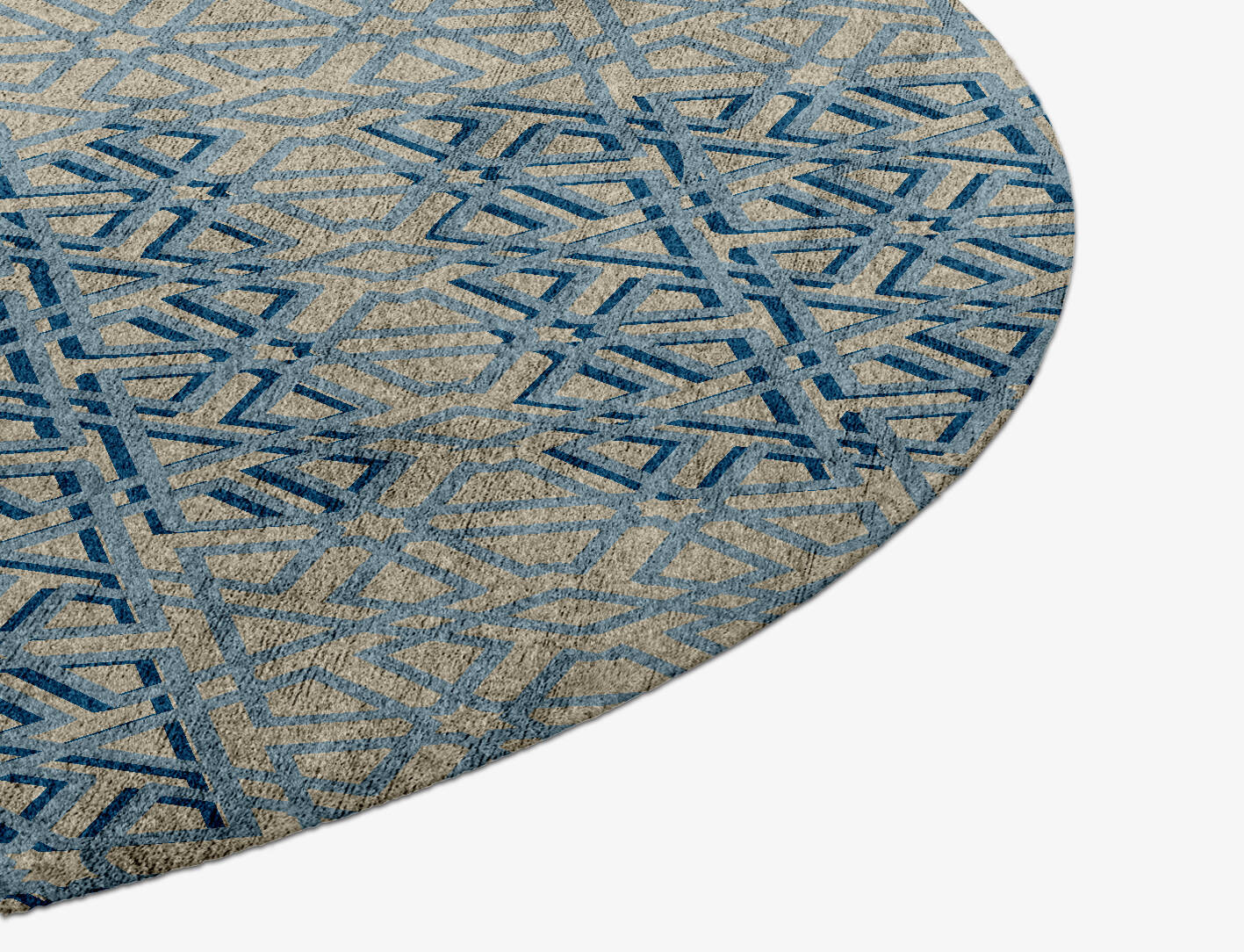 Imprints Modern Geometrics Round Hand Knotted Bamboo Silk Custom Rug by Rug Artisan