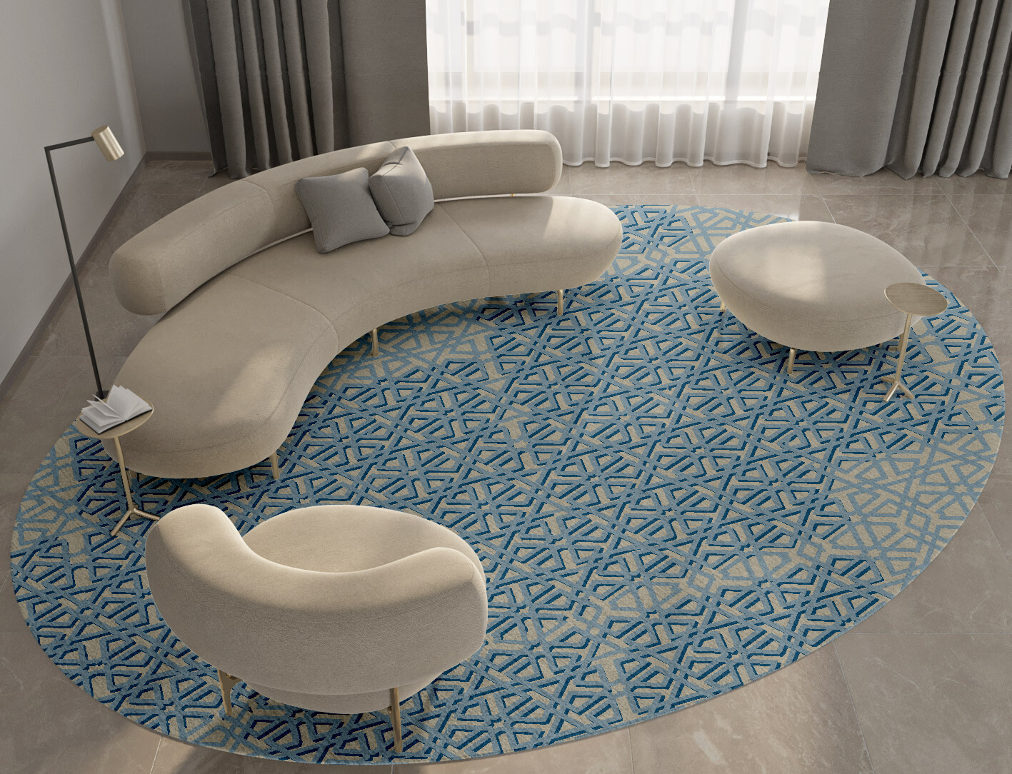 Imprints Geometric Oval Hand Tufted Pure Wool Custom Rug by Rug Artisan