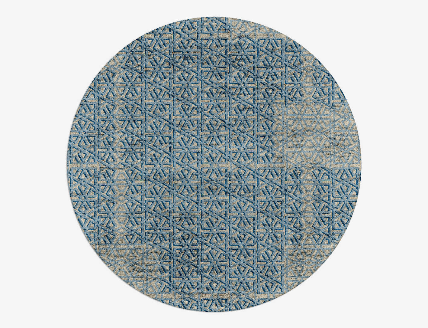Imprints Modern Geometrics Round Hand Tufted Bamboo Silk Custom Rug by Rug Artisan