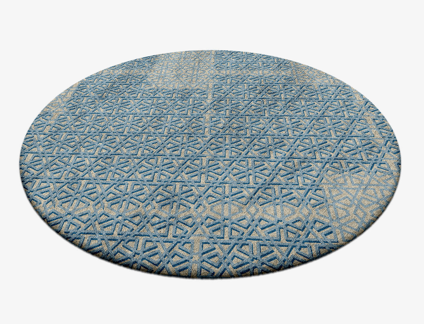 Imprints Modern Geometrics Round Hand Tufted Bamboo Silk Custom Rug by Rug Artisan