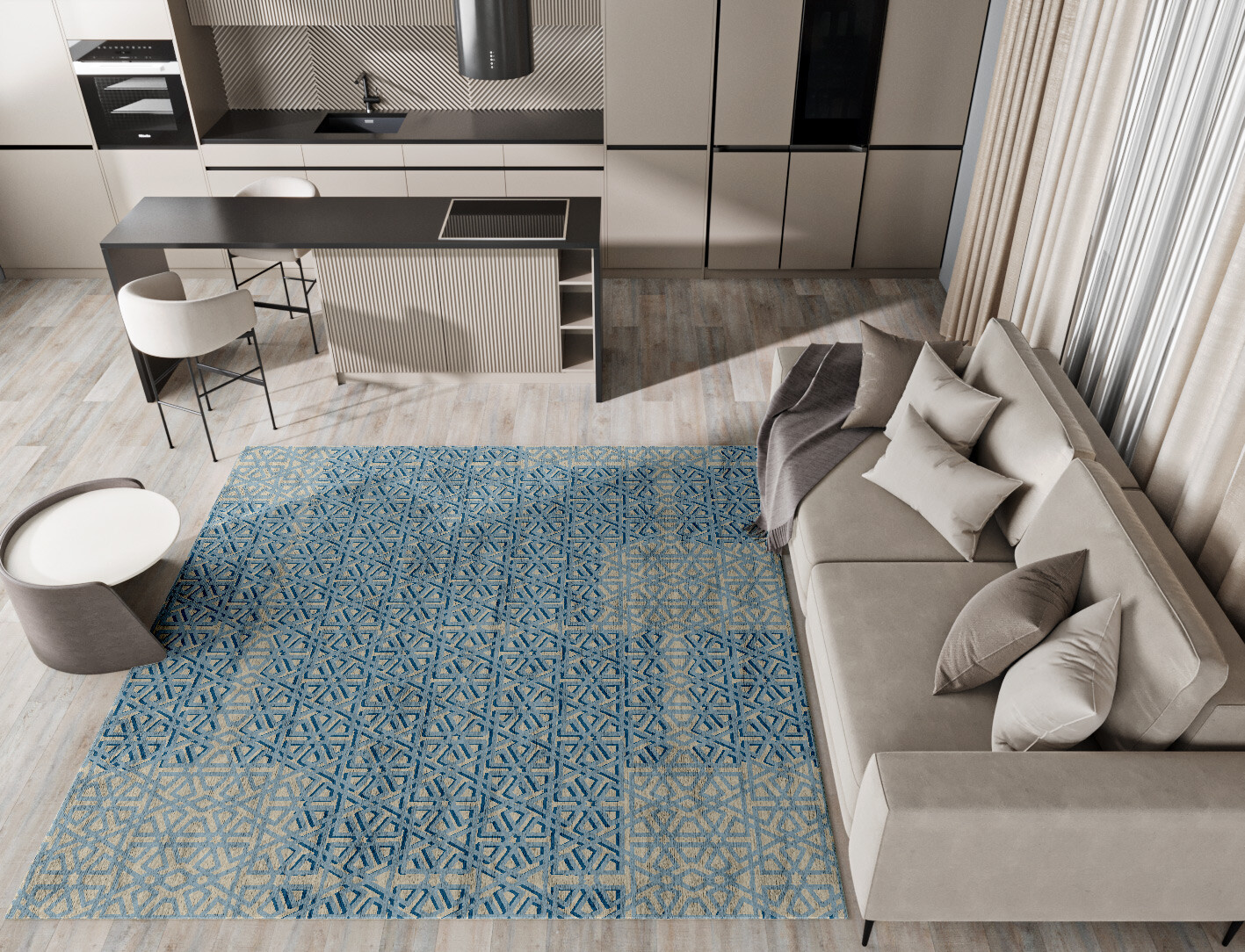 Imprints Geometric Square Hand Tufted Bamboo Silk Custom Rug by Rug Artisan