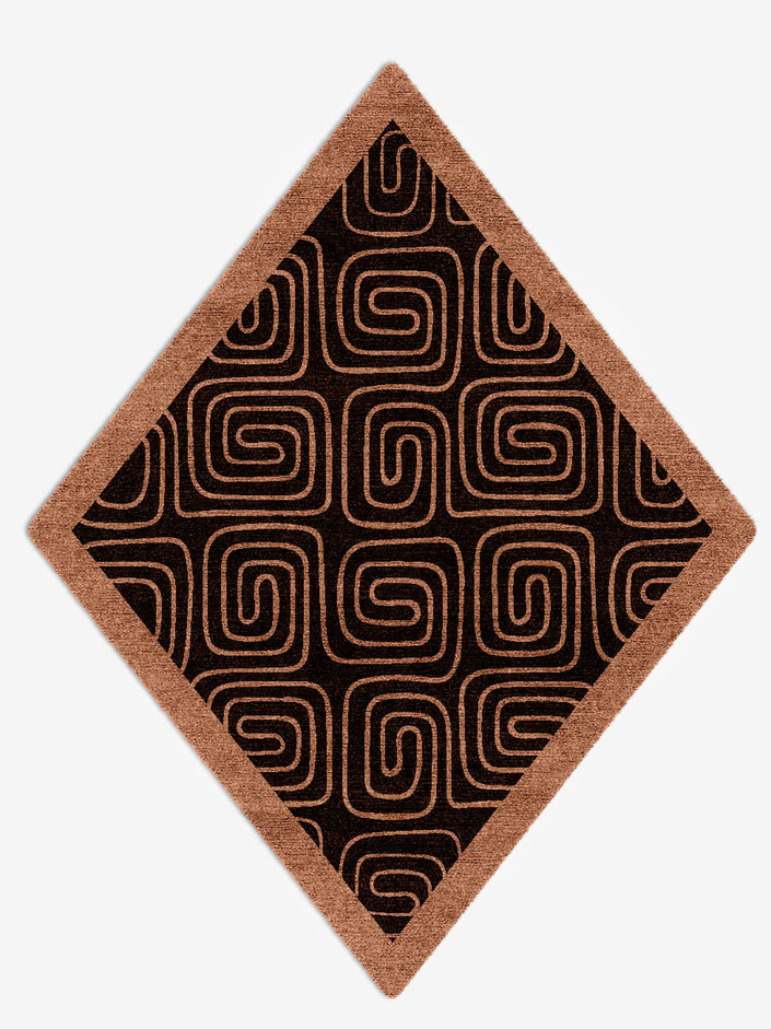 Inca Geometric Diamond Hand Knotted Bamboo Silk Custom Rug by Rug Artisan