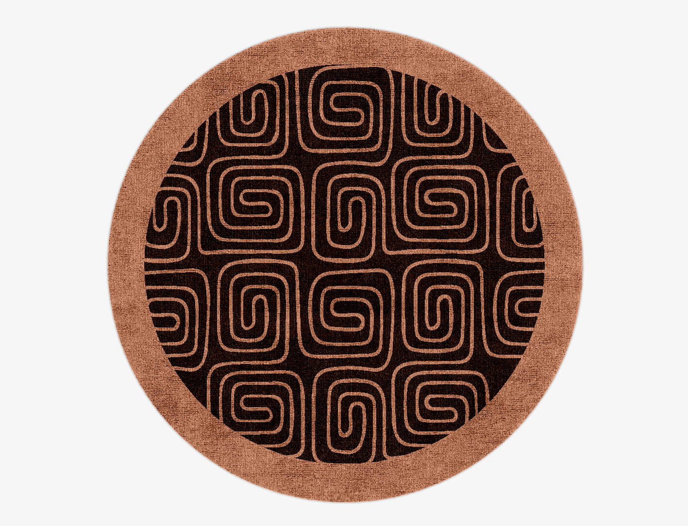 Inca Geometric Round Hand Knotted Bamboo Silk Custom Rug by Rug Artisan