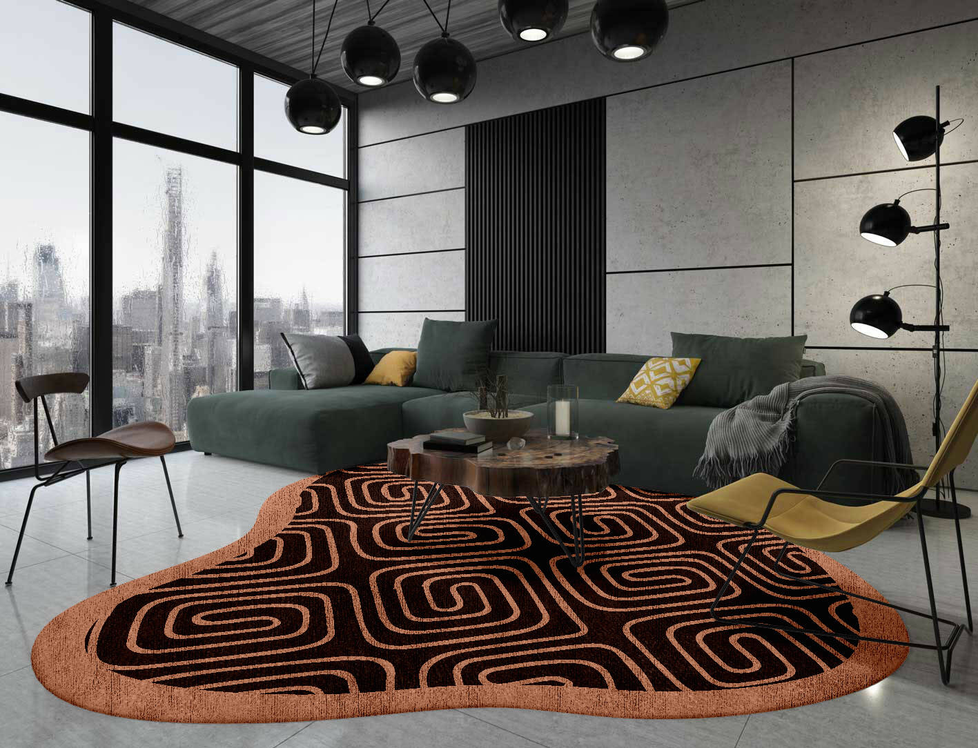 Inca Geometric Splash Hand Knotted Bamboo Silk Custom Rug by Rug Artisan