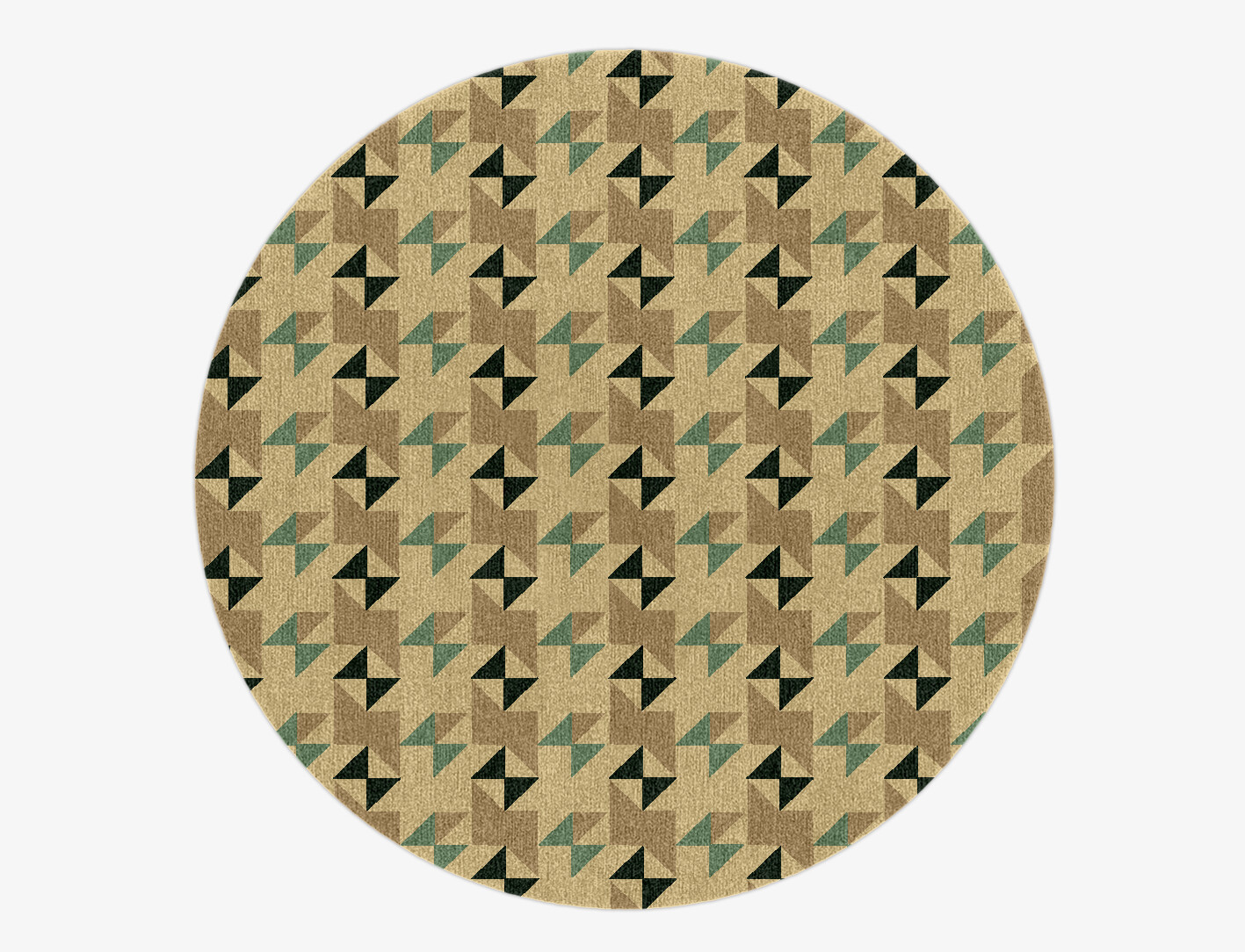 Indian Drums Geometric Round Hand Knotted Tibetan Wool Custom Rug by Rug Artisan