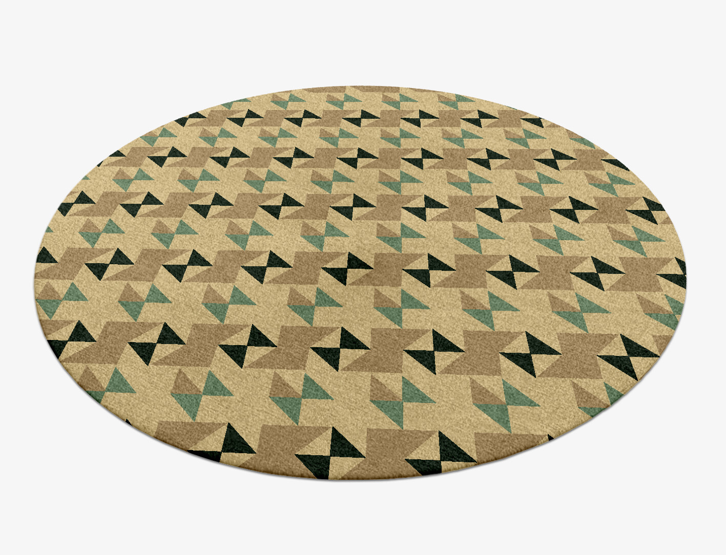 Indian Drums Geometric Round Hand Knotted Tibetan Wool Custom Rug by Rug Artisan