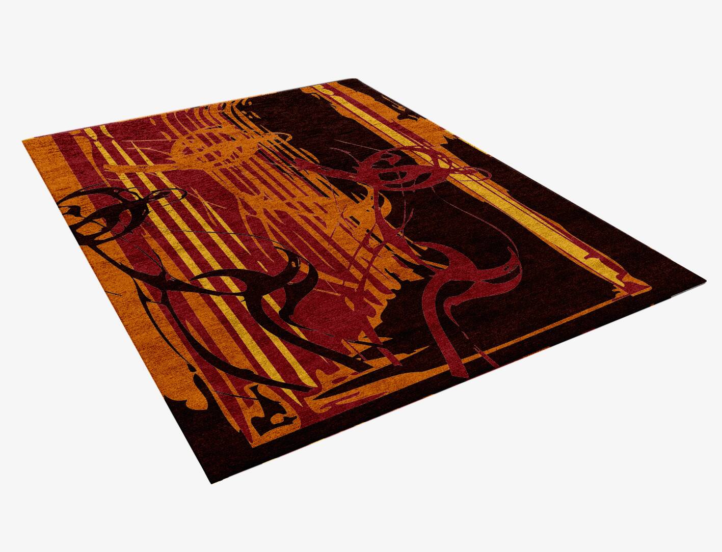Inferno Abstract Rectangle Hand Knotted Bamboo Silk Custom Rug by Rug Artisan