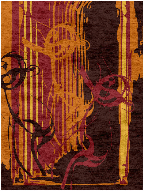 Inferno Abstract Rectangle Hand Knotted Bamboo Silk Custom Rug by Rug Artisan