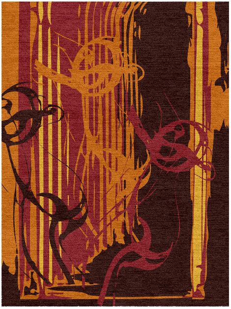 Inferno Abstract Rectangle Hand Knotted Tibetan Wool Custom Rug by Rug Artisan