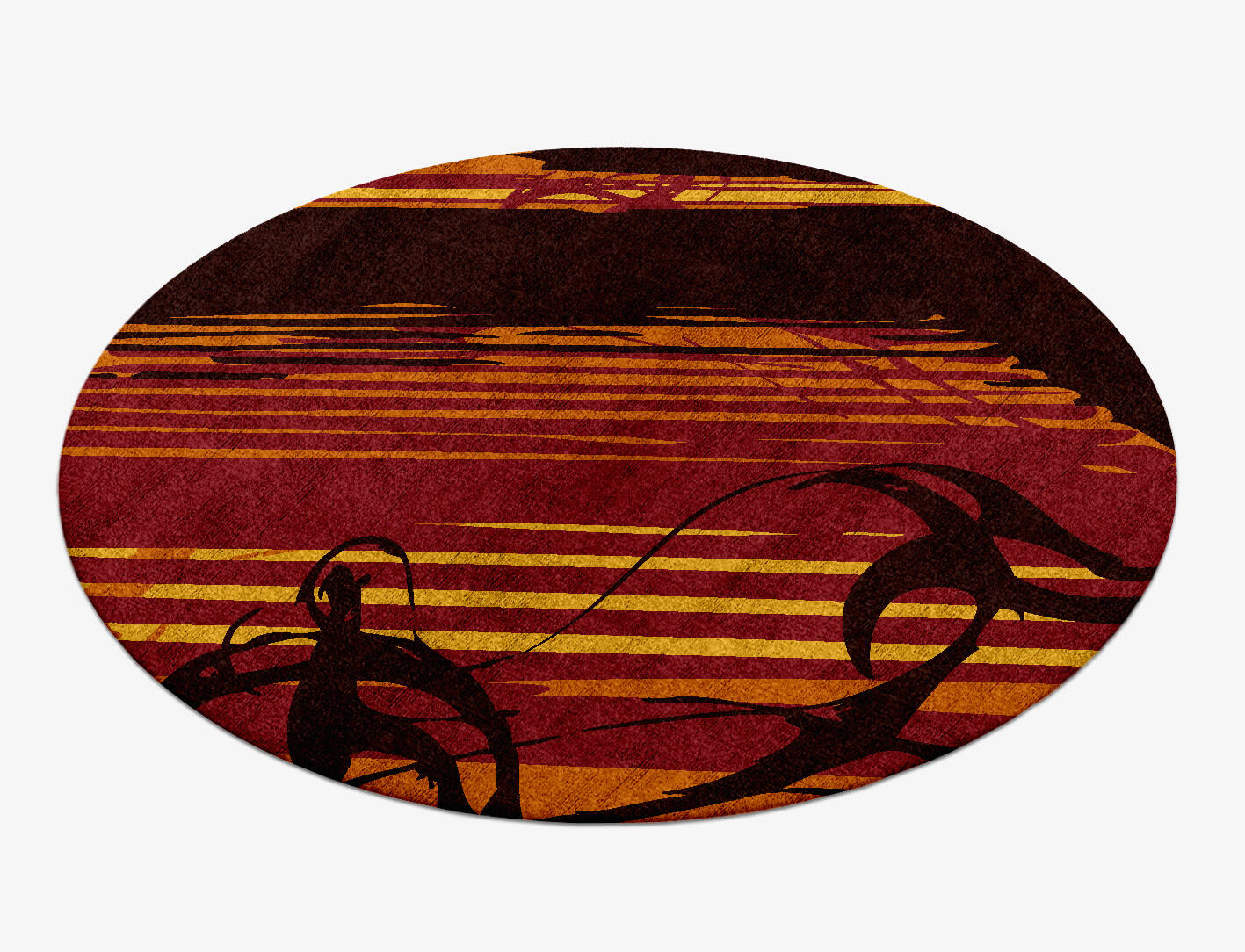 Inferno Abstract Round Hand Knotted Bamboo Silk Custom Rug by Rug Artisan
