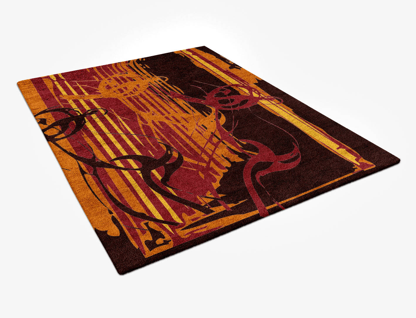 Inferno Abstract Rectangle Hand Tufted Bamboo Silk Custom Rug by Rug Artisan