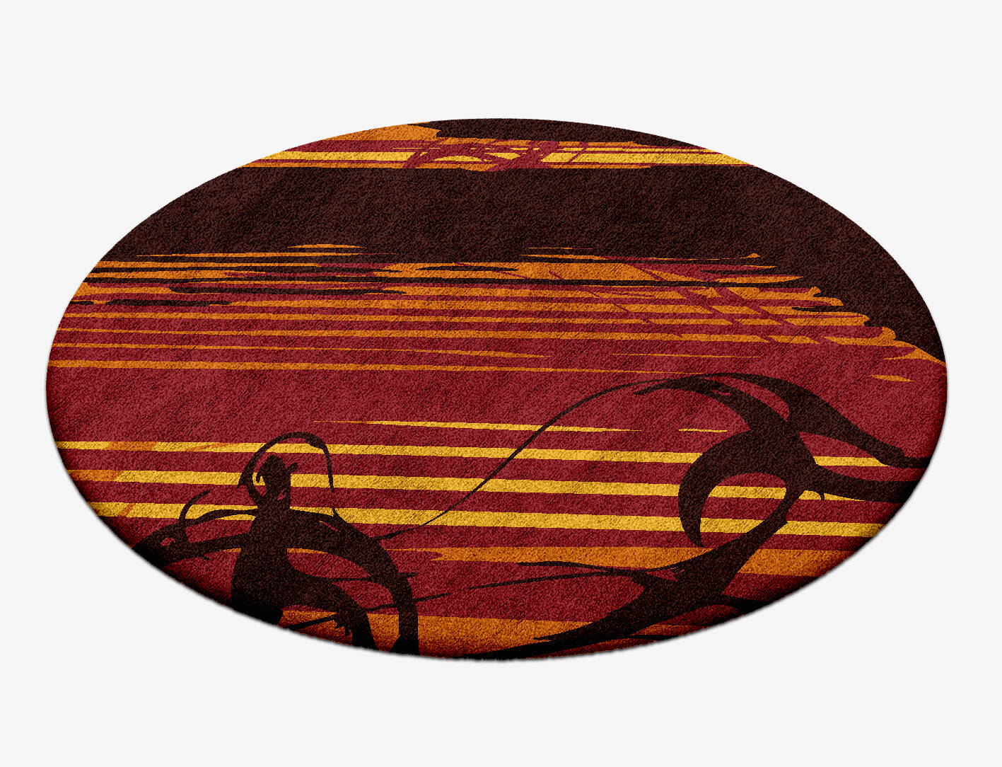 Inferno Abstract Round Hand Tufted Bamboo Silk Custom Rug by Rug Artisan