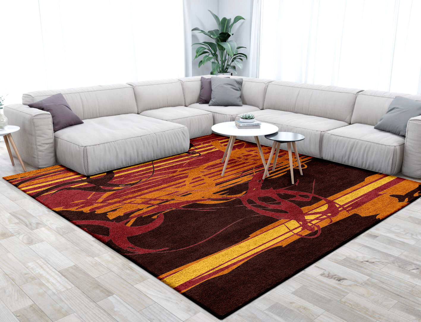Inferno Abstract Square Hand Tufted Bamboo Silk Custom Rug by Rug Artisan