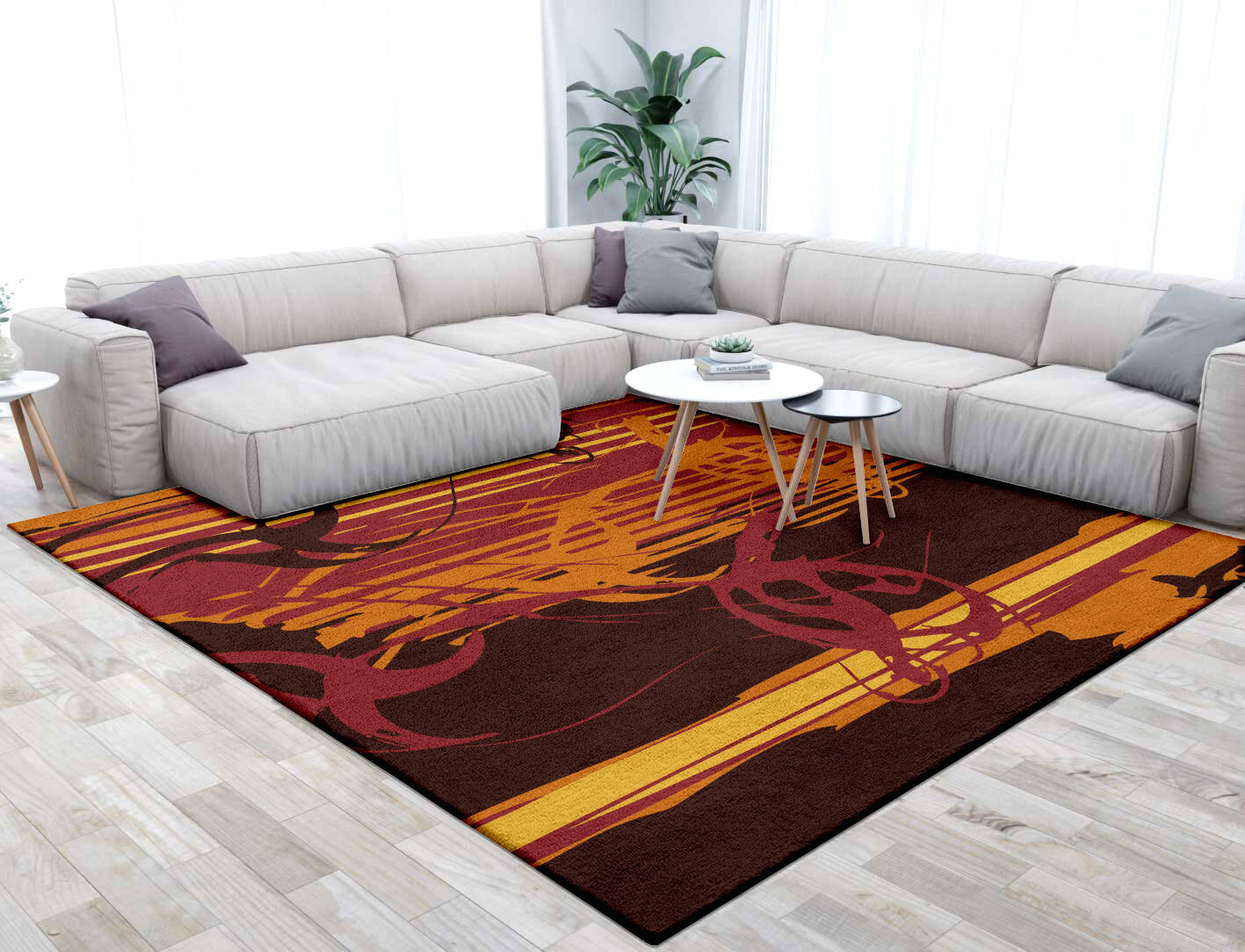 Inferno Abstract Square Hand Tufted Pure Wool Custom Rug by Rug Artisan