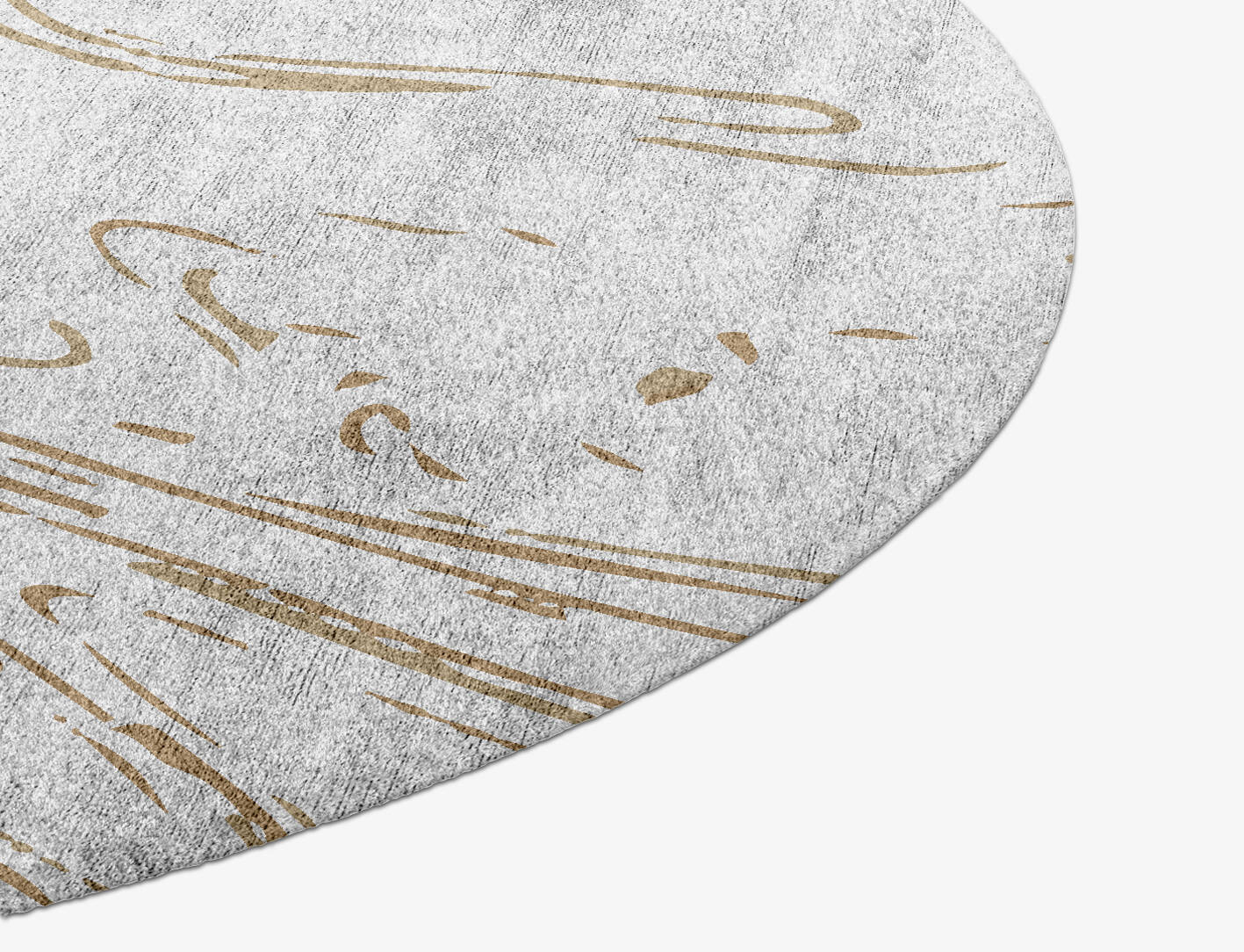 Ink Swirls Surface Art Round Hand Knotted Bamboo Silk Custom Rug by Rug Artisan