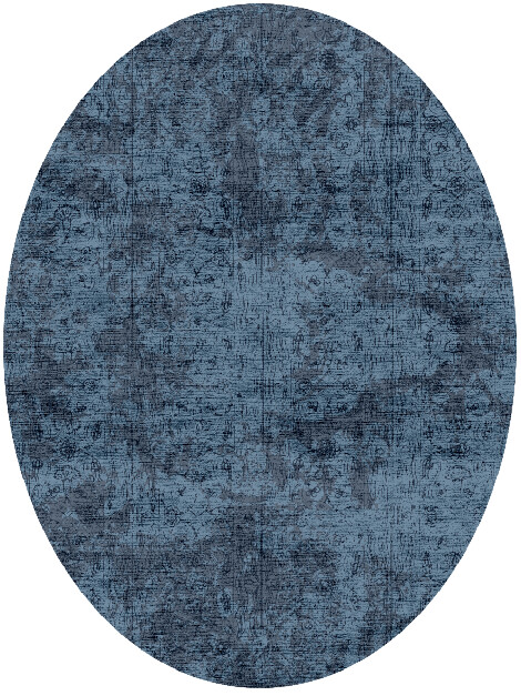 Inked Vintage Oval Hand Knotted Bamboo Silk Custom Rug by Rug Artisan