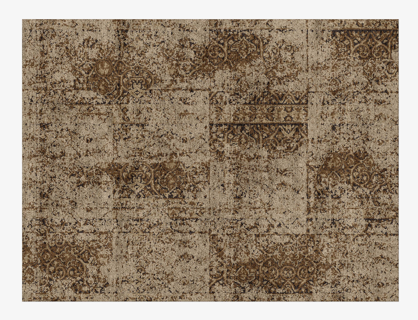 Inlaid Columns Vintage Rectangle Hand Knotted Bamboo Silk Custom Rug by Rug Artisan
