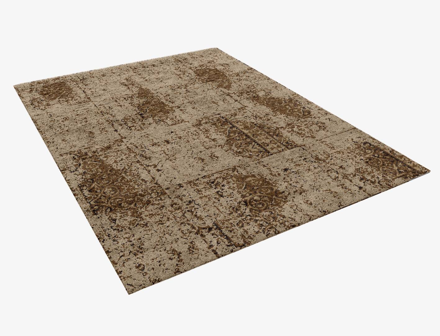 Inlaid Columns Vintage Rectangle Hand Knotted Bamboo Silk Custom Rug by Rug Artisan