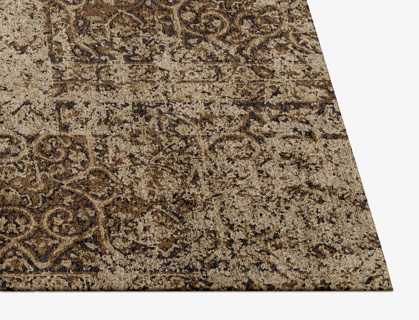 Inlaid Columns Vintage Rectangle Hand Knotted Bamboo Silk Custom Rug by Rug Artisan