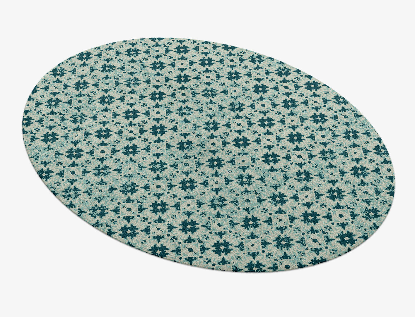 Inlays Vintage Oval Hand Knotted Tibetan Wool Custom Rug by Rug Artisan