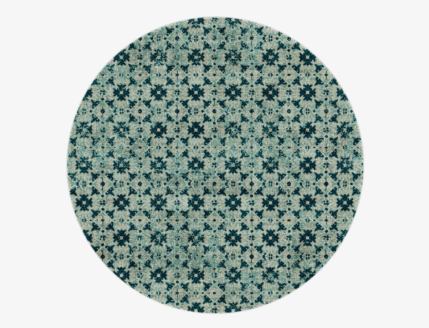 Inlays Vintage Round Hand Knotted Bamboo Silk Custom Rug by Rug Artisan