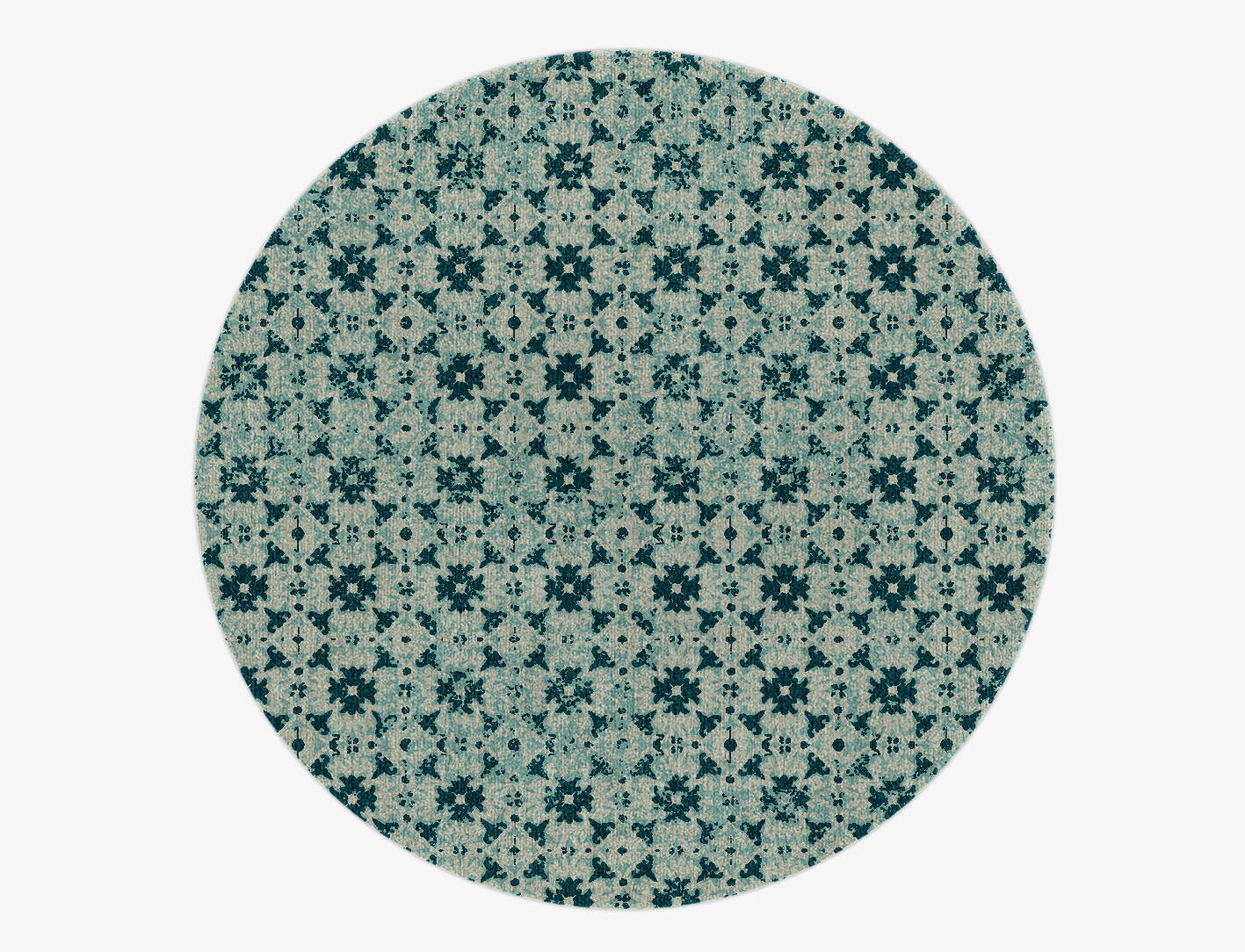 Inlays Vintage Round Hand Knotted Tibetan Wool Custom Rug by Rug Artisan