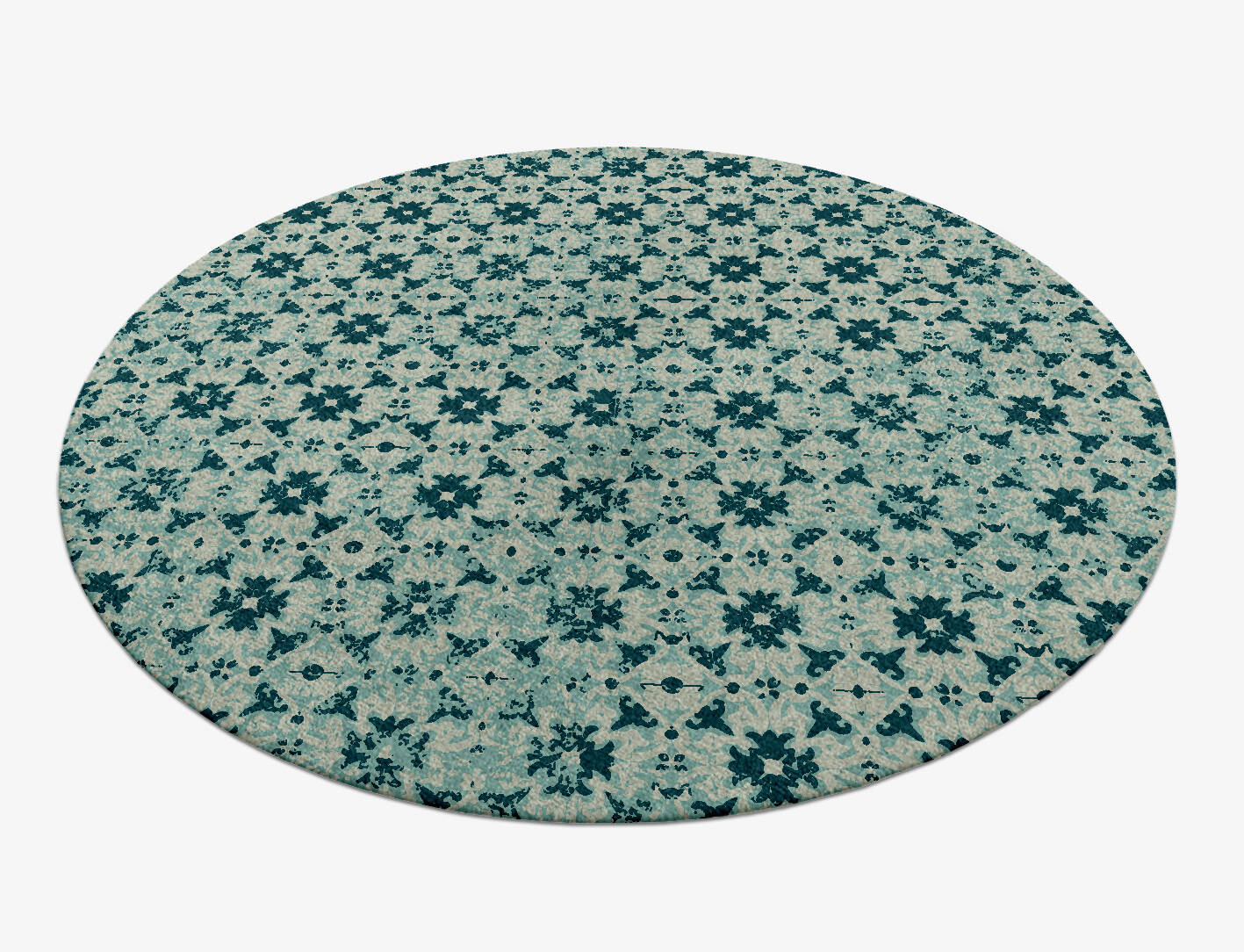 Inlays Vintage Round Hand Knotted Tibetan Wool Custom Rug by Rug Artisan