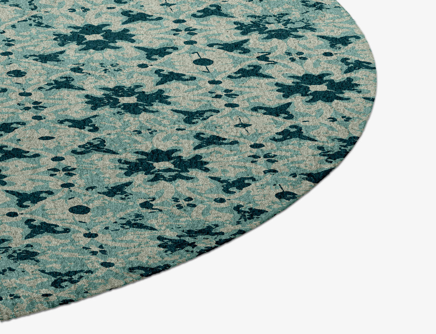 Inlays Vintage Round Hand Knotted Tibetan Wool Custom Rug by Rug Artisan