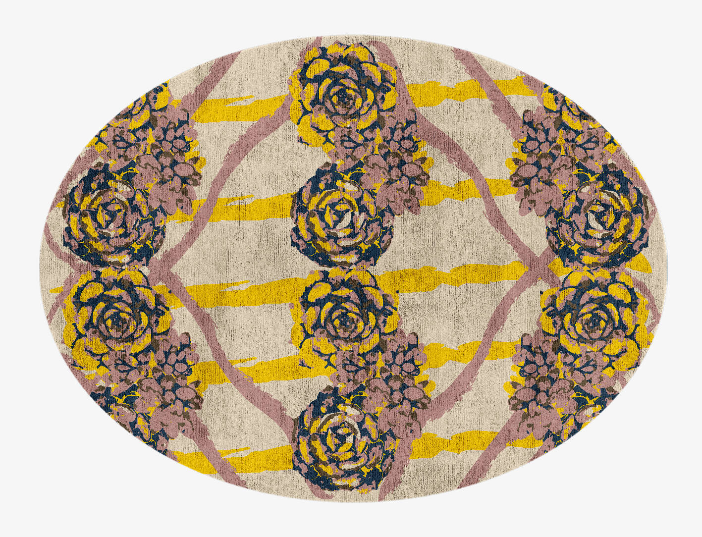 Intaglio Floral Oval Hand Knotted Bamboo Silk Custom Rug by Rug Artisan