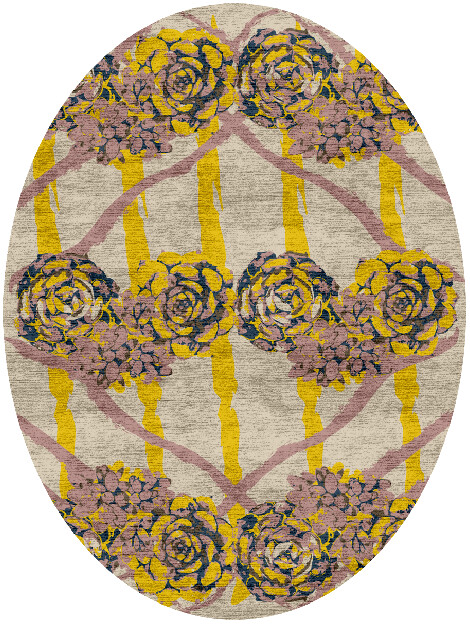 Intaglio Floral Oval Hand Knotted Bamboo Silk Custom Rug by Rug Artisan