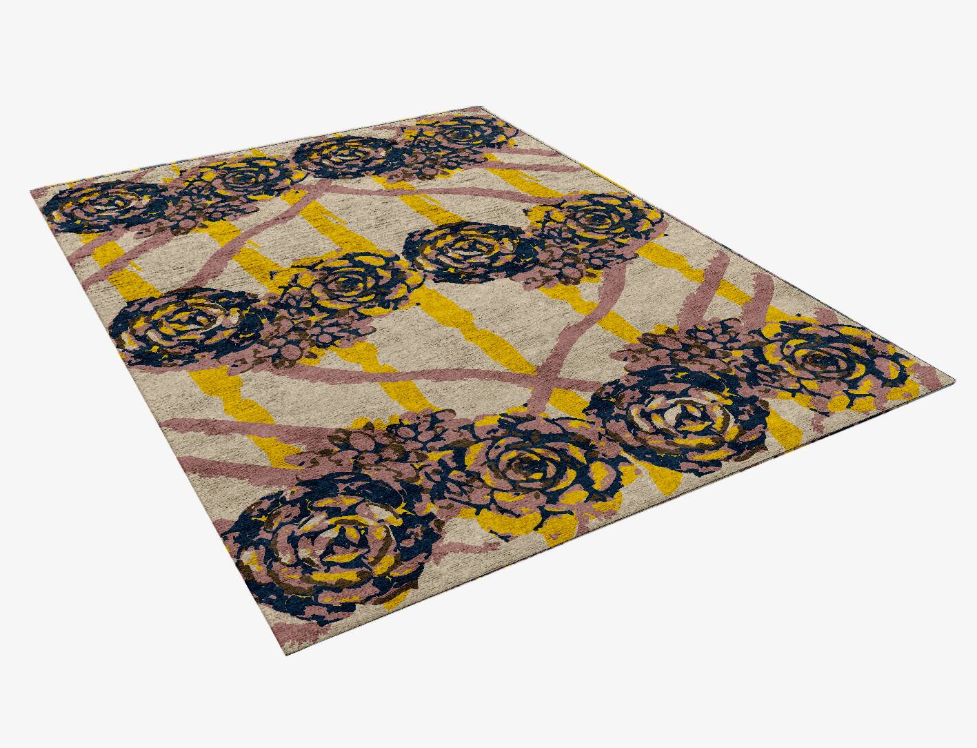 Intaglio Floral Rectangle Hand Knotted Bamboo Silk Custom Rug by Rug Artisan