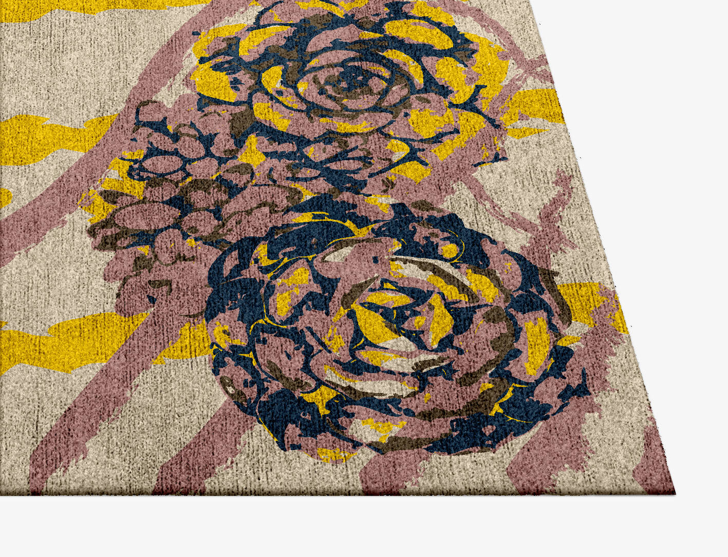 Intaglio Floral Square Hand Knotted Bamboo Silk Custom Rug by Rug Artisan