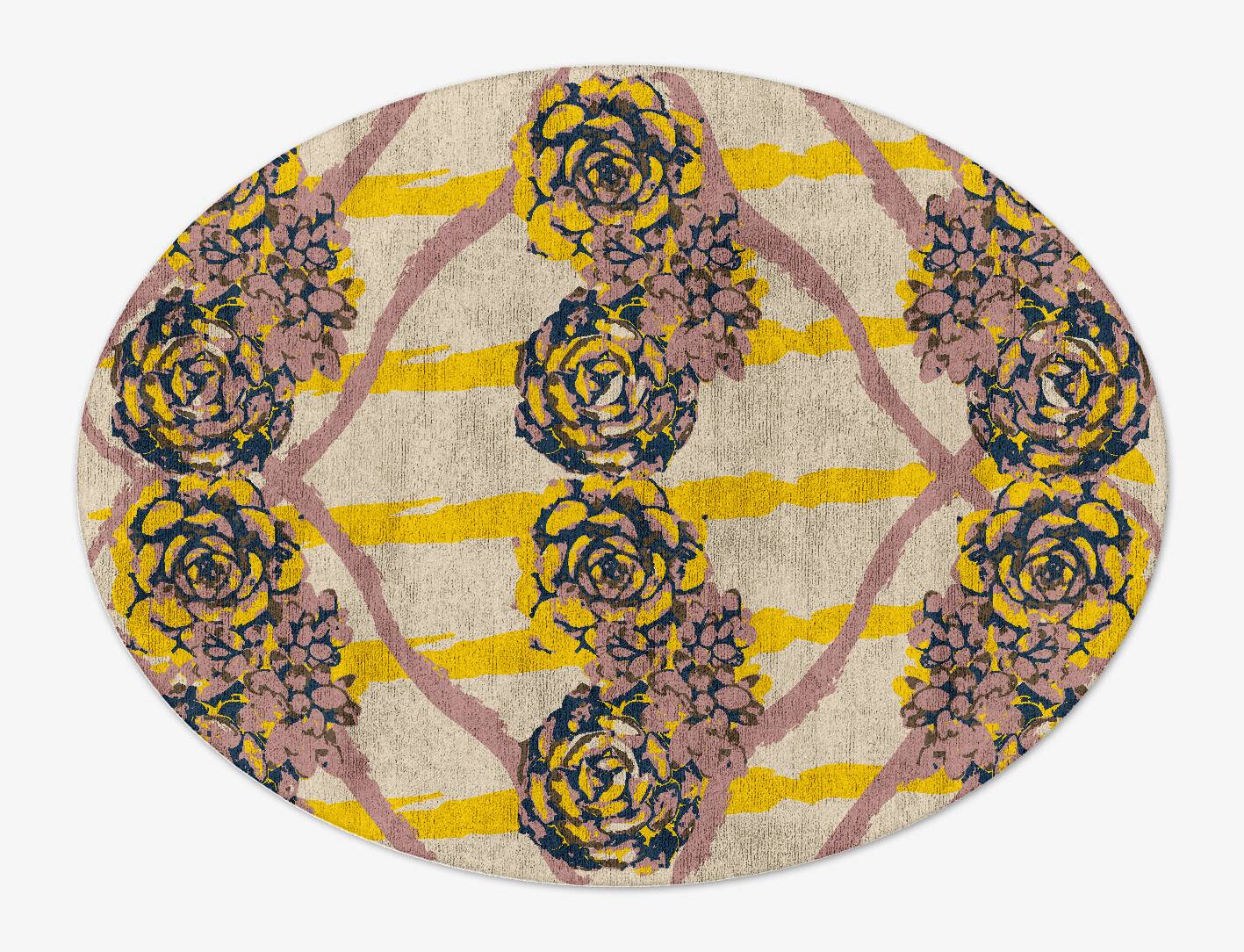 Intaglio Floral Oval Hand Tufted Bamboo Silk Custom Rug by Rug Artisan