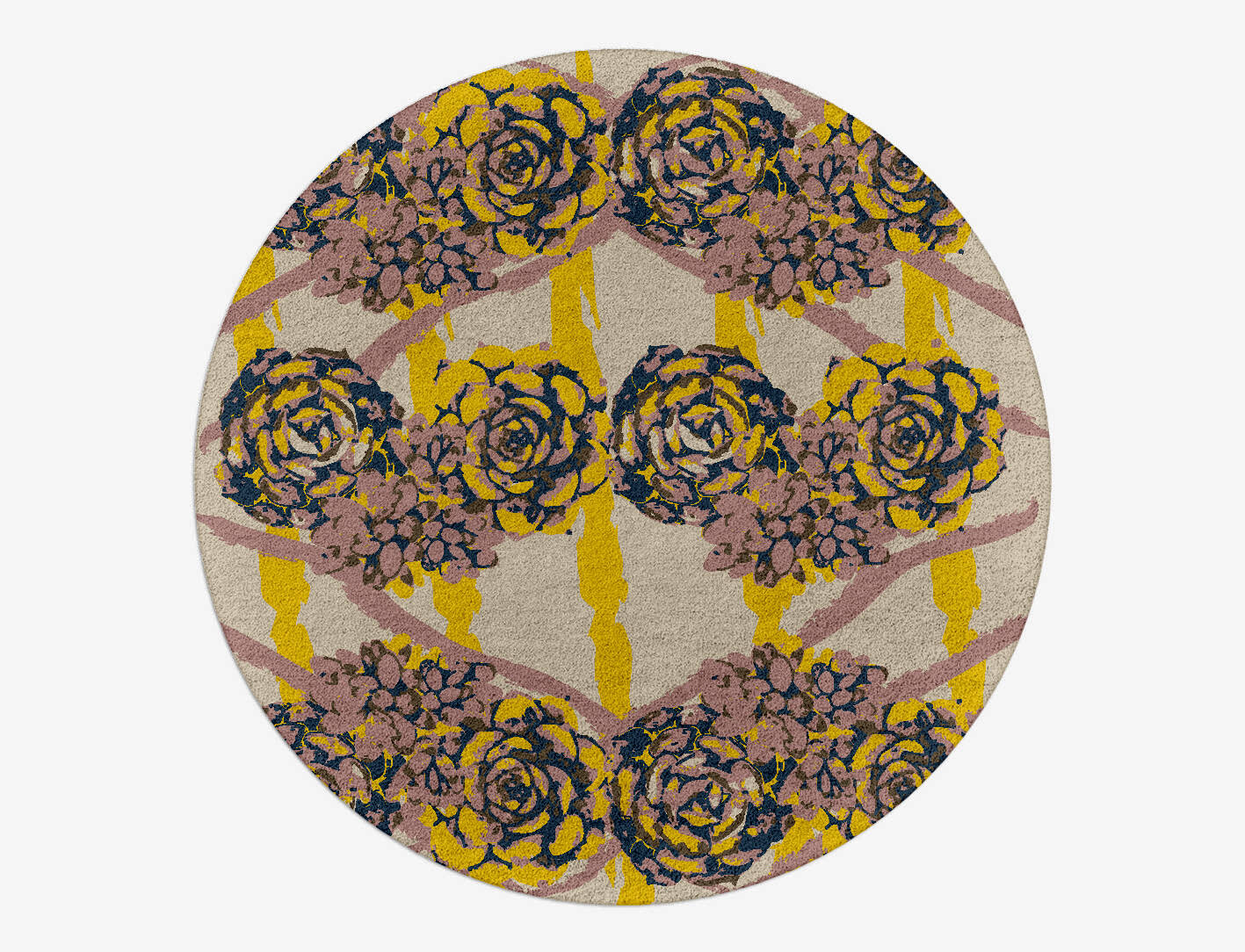 Intaglio Floral Round Hand Tufted Pure Wool Custom Rug by Rug Artisan