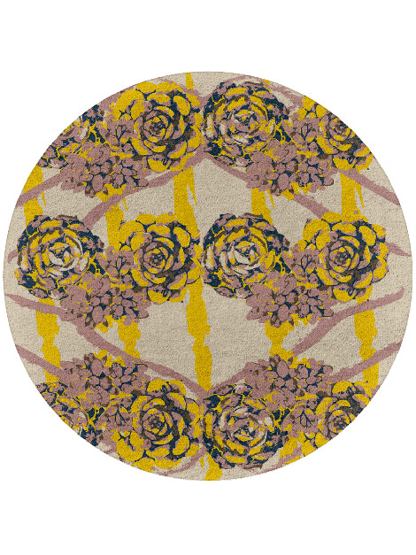 Intaglio Floral Round Hand Tufted Pure Wool Custom Rug by Rug Artisan