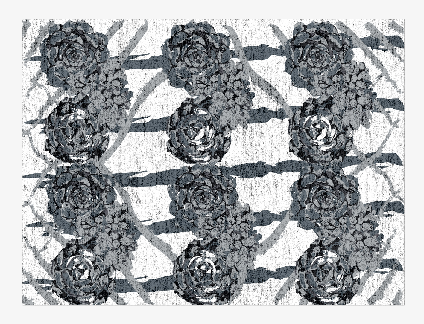 Intaglio Grey Monochrome Rectangle Hand Knotted Bamboo Silk Custom Rug by Rug Artisan