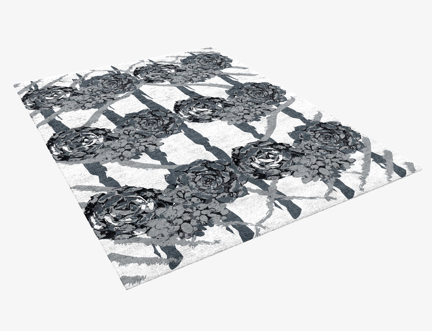 Intaglio Grey Monochrome Rectangle Hand Knotted Bamboo Silk Custom Rug by Rug Artisan