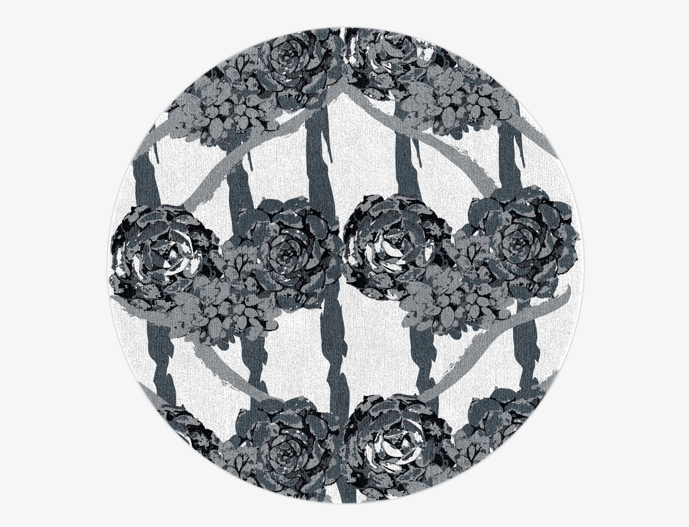 Intaglio Grey Monochrome Round Hand Knotted Tibetan Wool Custom Rug by Rug Artisan