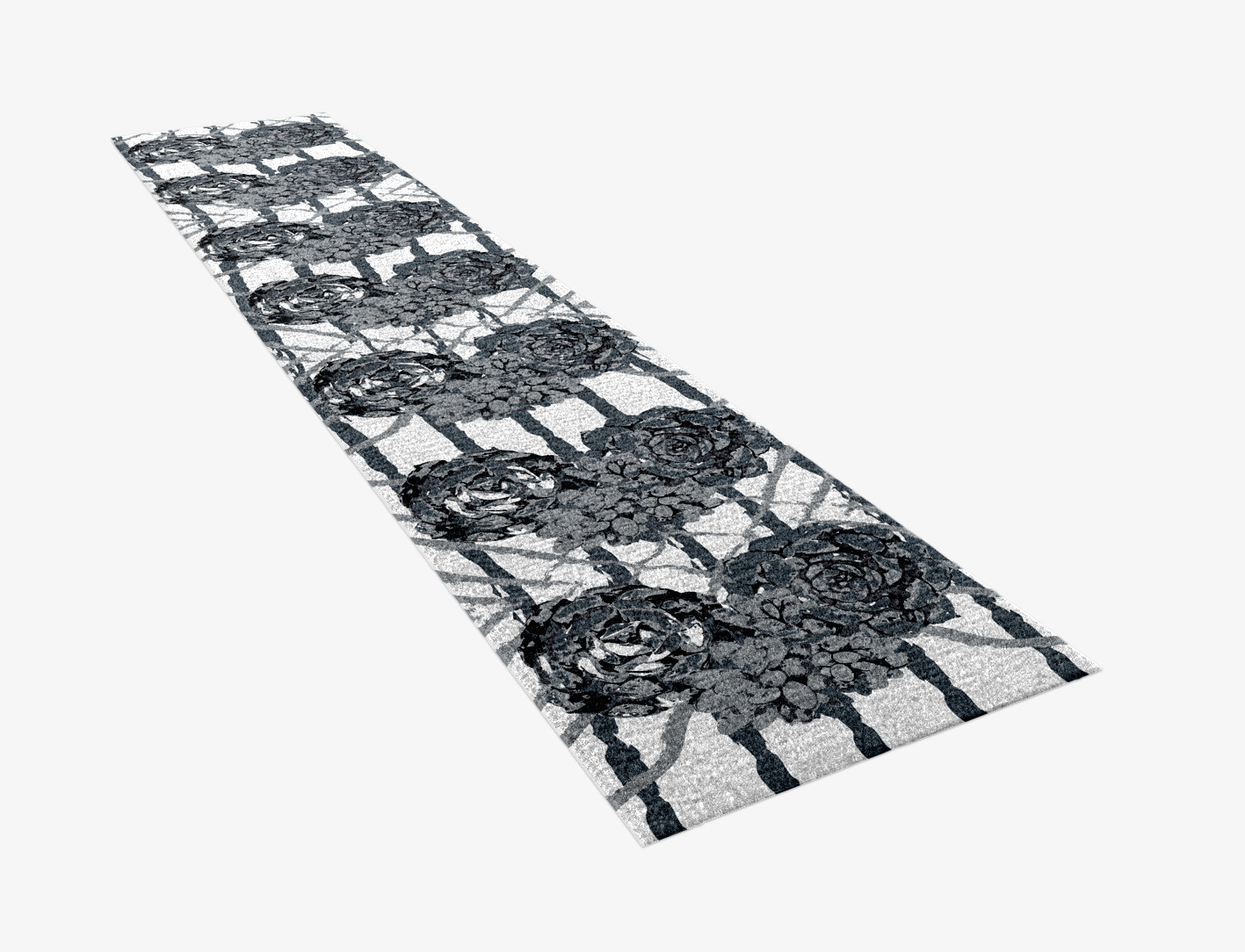 Intaglio Grey Monochrome Runner Hand Knotted Tibetan Wool Custom Rug by Rug Artisan